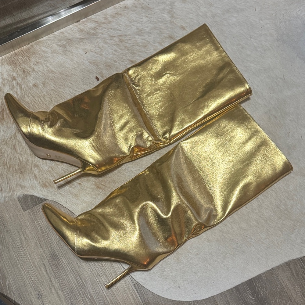 Elegant Gold Heeled Boots for Women